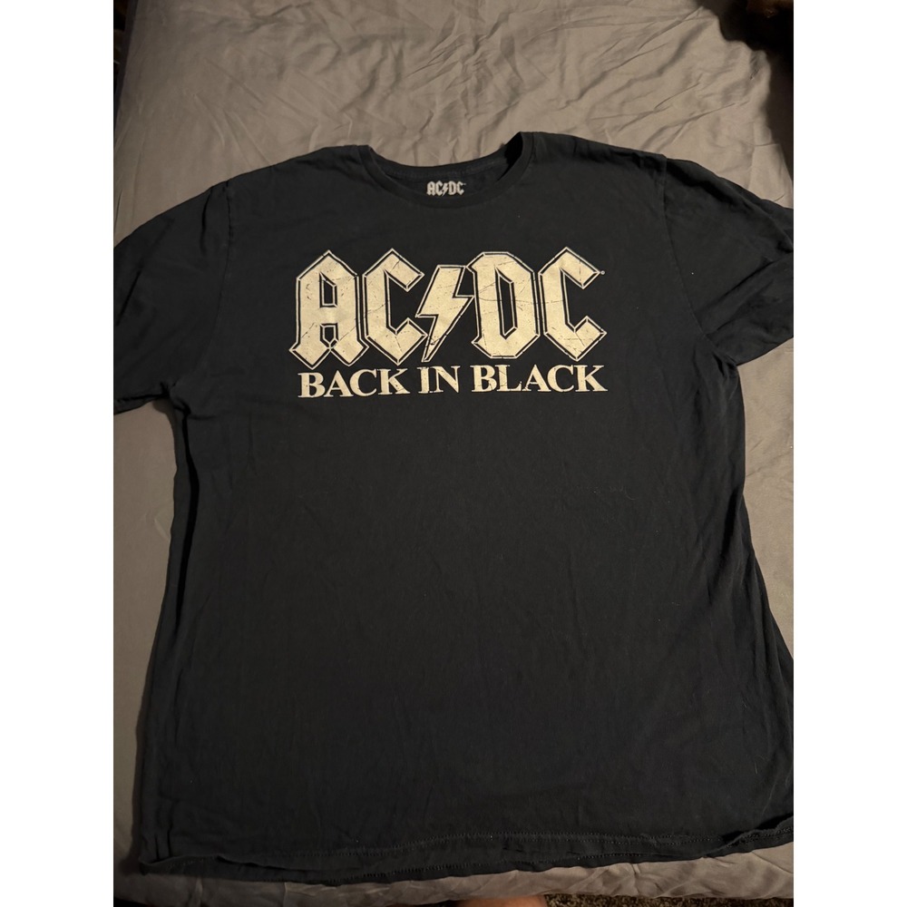 AC/DC Back In Black Graphic T-Shirt Mens XL Black Short Sleeve Band Tee